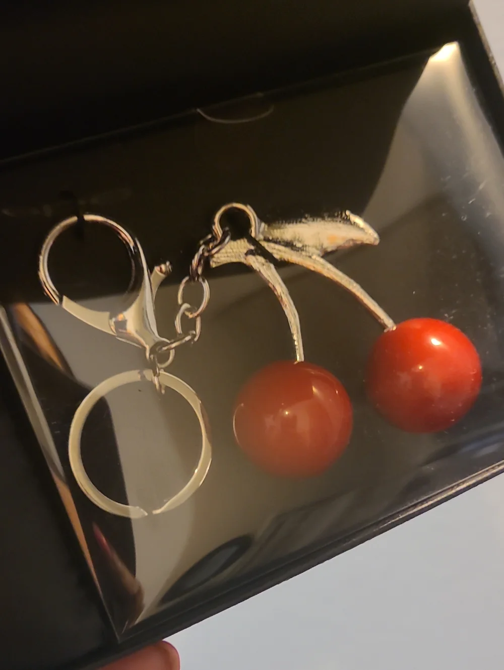 bebe Silver Women's Watch with Red Cherry Keychain
